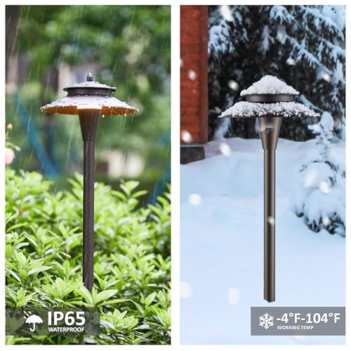 Image of Low Voltage Landscape Lighting, 12V LED Low Voltage Pathway Lights, 5 Colors Selectable, 5W, Modern, Super Bright, IP65 Outdoor for Yard Garden Pathway, CRI90, Bronze, ETL, Pack of 6