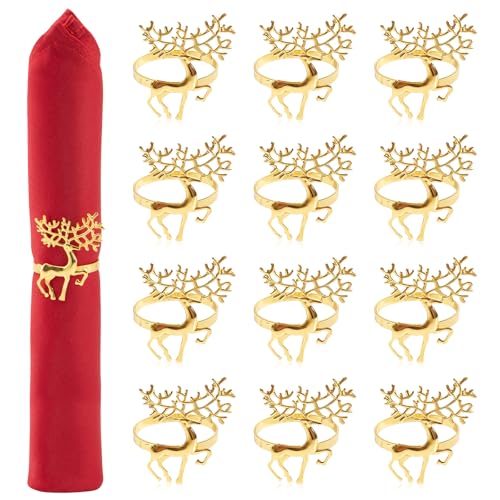 Yuaerbuo 12 Stück Serviettenringe Weihnachten, 4cm Napkin Rings...