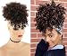 CHOOH Afro High Puff Hair Bun Ponytail Drawstring With Bangs Synthetic Short Kinkys Curly Pineapple Pony Tail Clip in on Wrap Updo Hair Extensions for African American Women (4#)