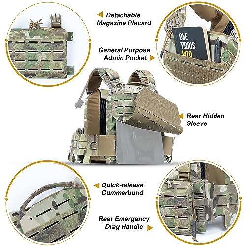 Image of ONETIGRIS Tactical FLPC-4QD MOLLE Vest, Quick Release MOLLE Vest, Adjustable and Breathable Nylon Vest for Men