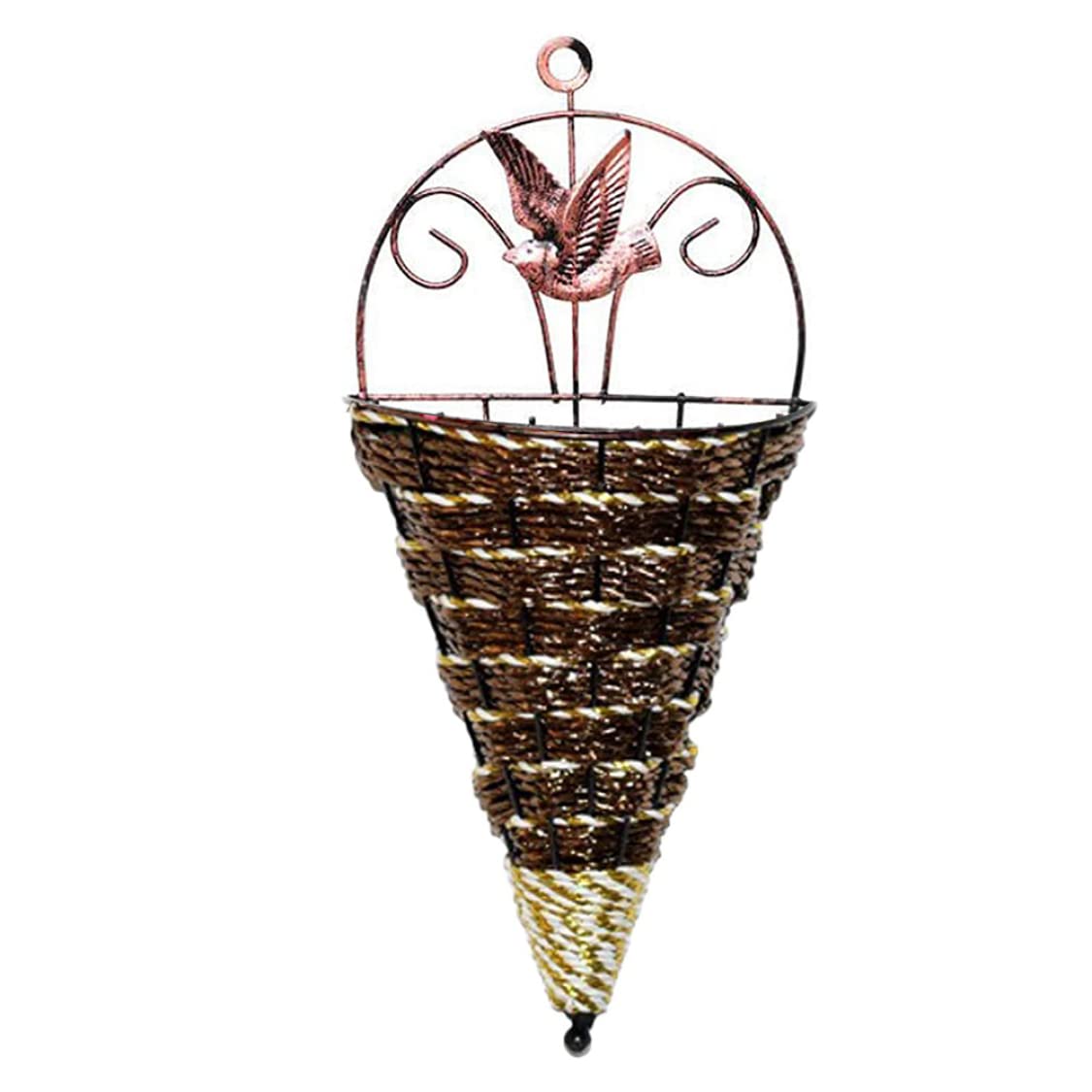 Panier de fleurs suspendu en osier doré pour décoration murale