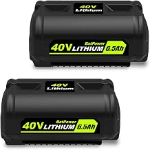 BatPower 2-Pack Replacement Battery Compatible with Ryobi 40V System, 6.0Ah High Capacity Lithium-Ion Battery for 40V Cordless Outdoor Power Tools OP4060 OP4026 2 Packs