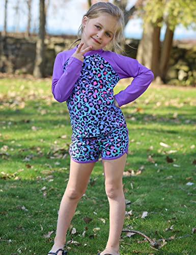 TUONROAD Girls 2 Pieces Rash Guard Swimsuit Long Sleeve Tankini for 4-10 Years2