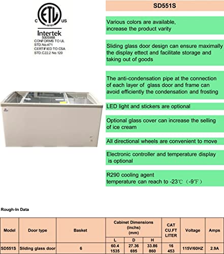 Elite Kitchen Supply Commercial Ice Cream Display Freezer, 60.4