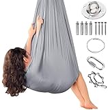 tylxayoxa Aerial Yoga Hängematte Set, Aerial Yoga Swing Air Fliegen, Nestschaukel, Yoga-Schaukel Hammock Swing 200 Kg Max. Tragfähigkeit Mit Beschläge, Anti-Gravity-Übungen(Grau,150x280CM/59x110in)