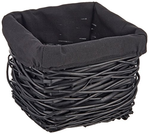 wohnideenshop Cesta cuadrada tamaño pequeño. Fabricada en mimbre. Color negro. Tamaño: 19 x 19 x 15 cm. RAN5220