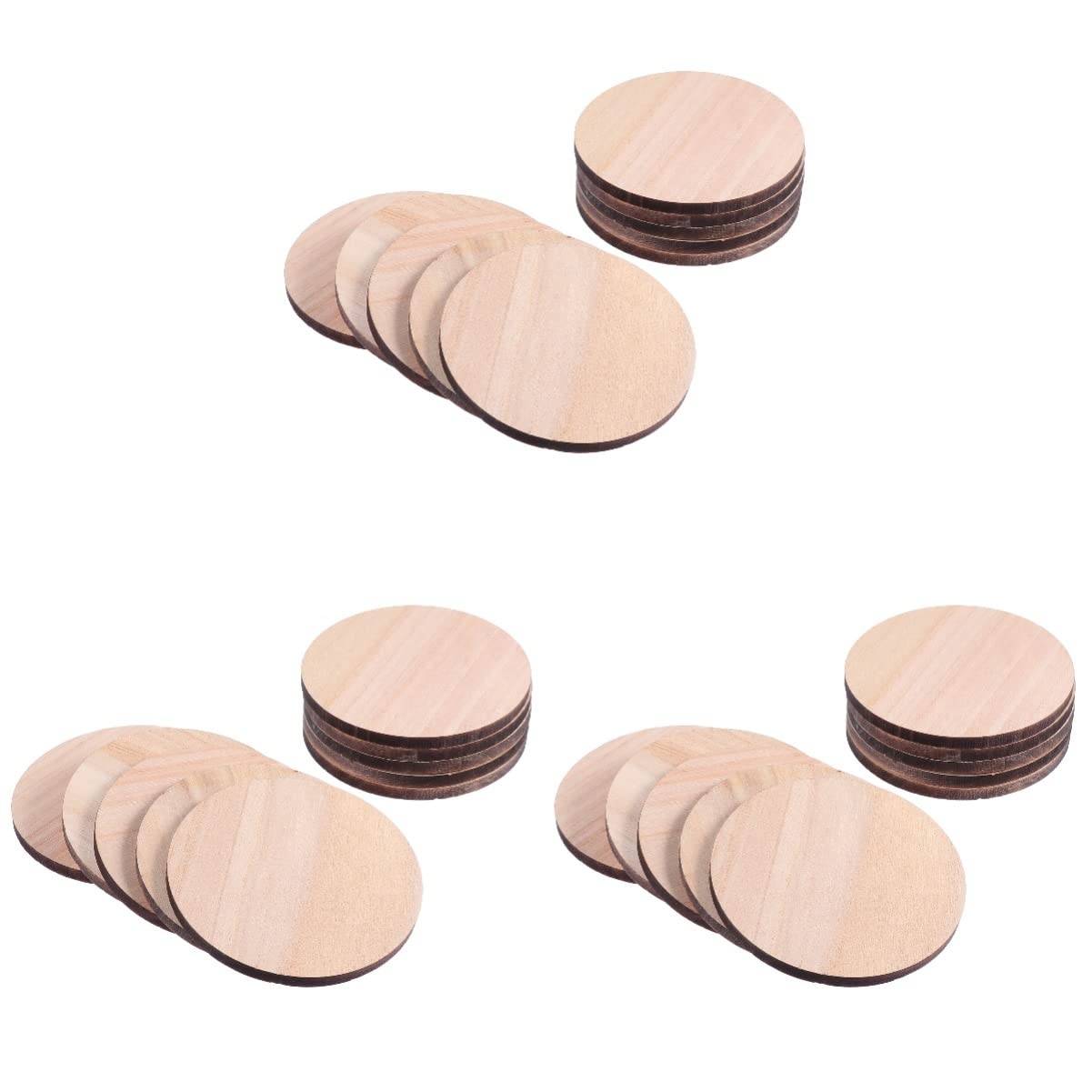 HOMSFOU 3 Sätze Runde Holzscheiben Unbehandelte Holzplatten Für Diy Durchmesser Für Bastelarbeiten Malerei Und Kranzgestaltung 10 Stück * 3