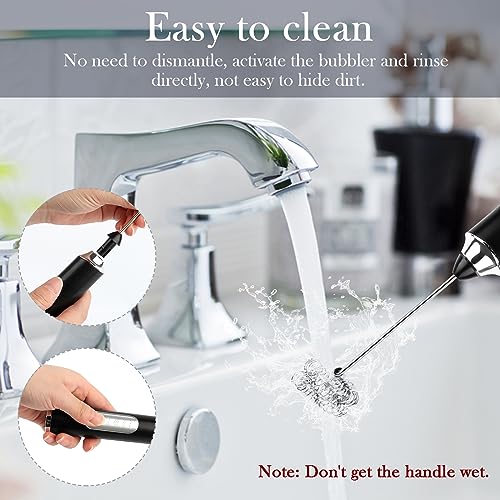 Montalatte Elettrico Cappuccino, Frullino Elettrico USB Ricaricabile Schiumatore Latte, Elettrico Schiuma Latte 3 Velocità Regolabile per Cappuccino, Matcha, Caffè Schiumoso, Latte (Frother-Nero) - 5