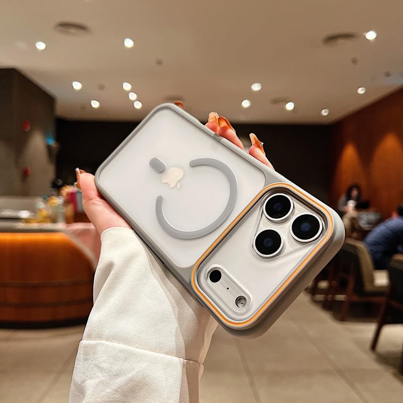 Image of LuxuryKase Frosted Clear MagSafe Case for iPhone 17 Pro Max | Translucent Matte Back | Soft TPU Bumper + Hard PC Back | Raised Camera Protection | Wireless Charging Compatible - Grey