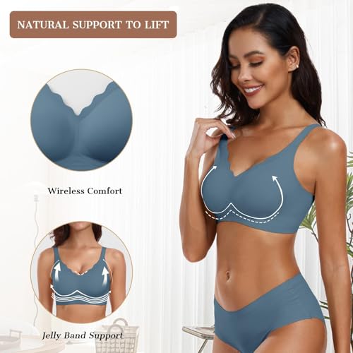 Image of OEAK Womens Wireless Jelly Bras Push Up Bralette Full Coverage No Underwire Bra Comfortable Everyday Seamless Tshirt Bras