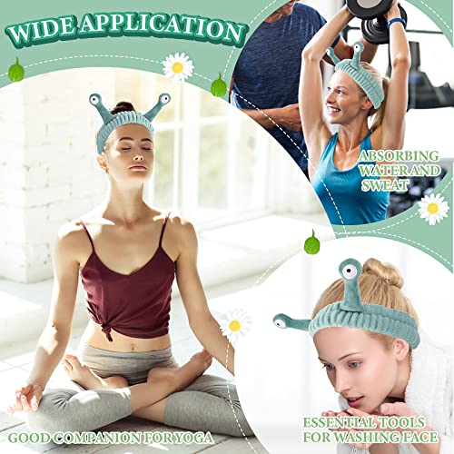 WLLHYF Spa Maquillaje Diadema Microfibra Suave Coral Fleece Head Wraps Caracol Dibujos animados Lindo Banda para el cabello Elástico Cuidado de la piel Lavado de cara Ducha Headwraps - imagen 6