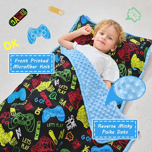 Image of Lasoftan Toddler Nap Mat with Pillow and Blanket, Extra Large Rolled Napping Mats,Slumber Bags for Boys Girls,Kids Sleeping Bag for Daycare, Preschool Travel Camping