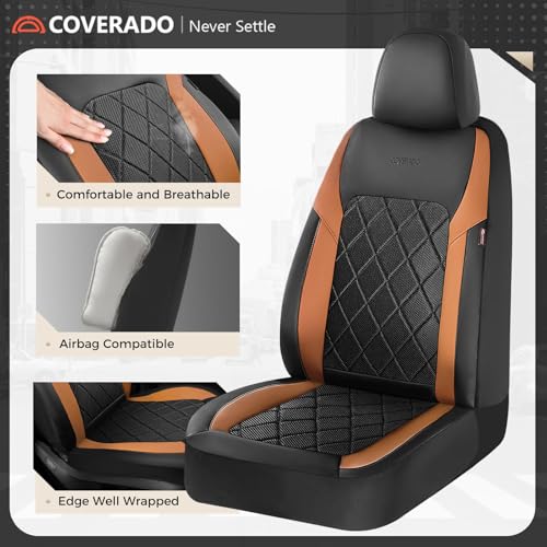 Image of Coverado Car Seat Covers, Front Seat Covers, 2 Front Automotive Seat Cover, Mesh Breathable Seat Protectors, Universal Fit for Most Cars