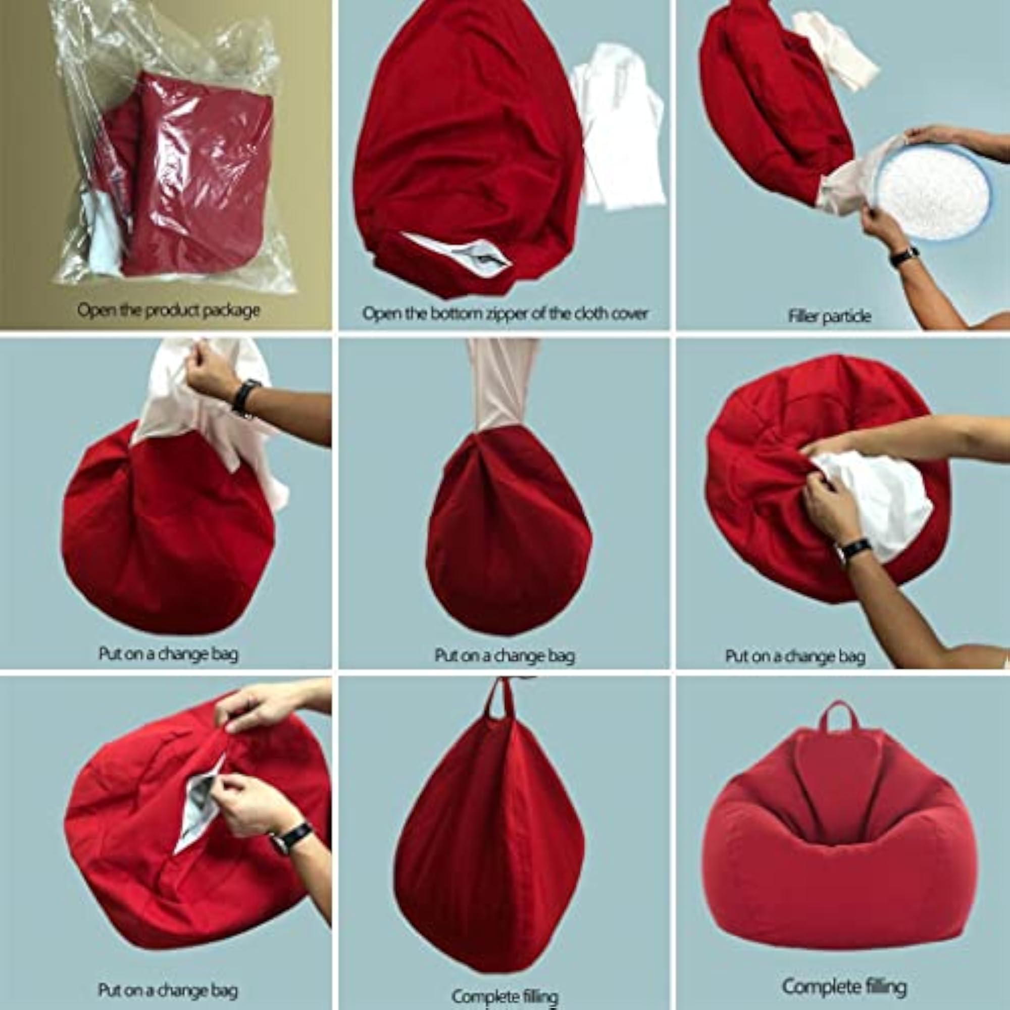 Waterproof Stuffed Animal Storage Bean Bag Cover, Hot Pink