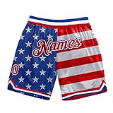 Custom American Flag Pattern Basketball Shorts, Drawstring Waist Swim Trunks Beach Shorts,Board Shor