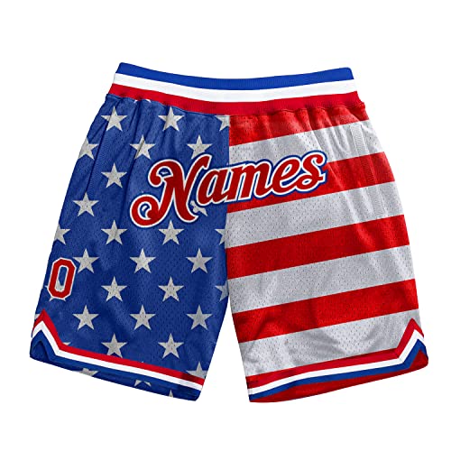 Custom American Flag Pattern Basketball Shorts, Drawstring Waist Swim Trunks Beach Shorts,Board Shorts, Custom Name And Number #TOP3