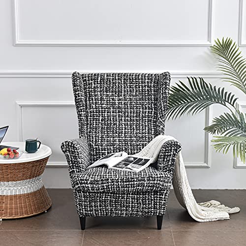 Eco-Ancheng Wingback Chair Slipcover 2 Piece Wingback Chair Cover Spandex Wing Chair Slipcovers Wingback Armchair Covers With Elastic Bottom For Living Room Wingback Chair #TOP1