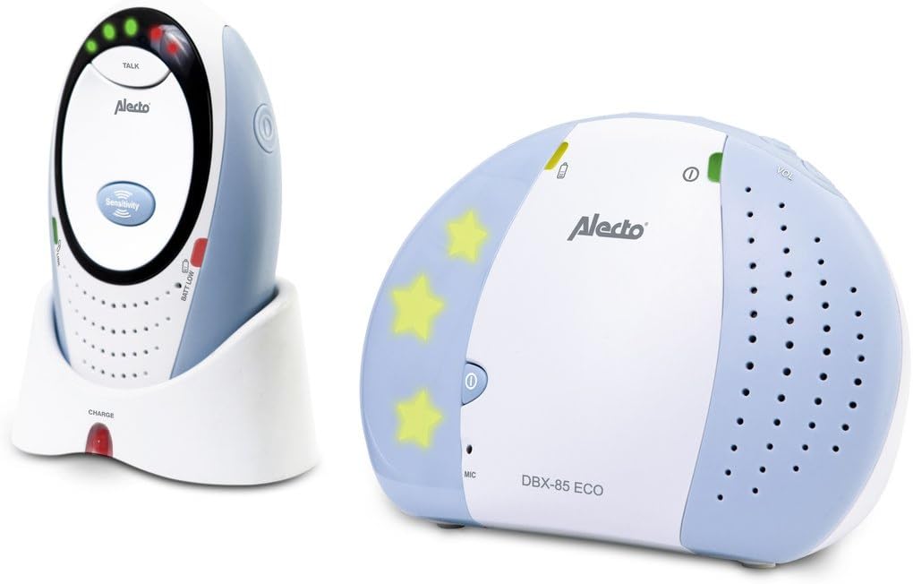 AlectoDBX-85 Digital Eco DECT Baby Monitor (100% Interference-Free), Long Range of up to 300 Metres, Recall Function, LED Sound Indicator and Night Light