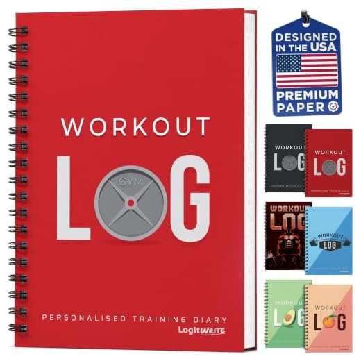 Workout Planner for Daily Fitness Tracking & Goals Setting - A5 Size, 6" x 8", Energy Red - Improved Thicker Cover - Men & Women Personal Home & Gym Training Diary - Log Book - by Workout Log Gym