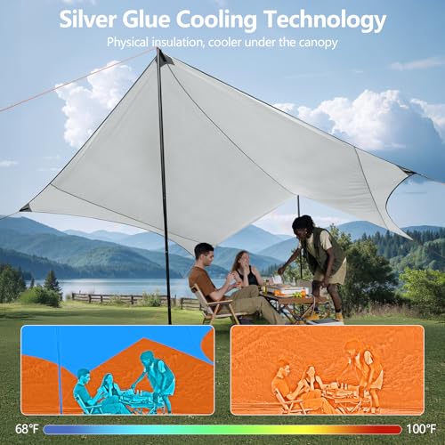 15x12.5FT Waterproof Camping Tarp with Poles