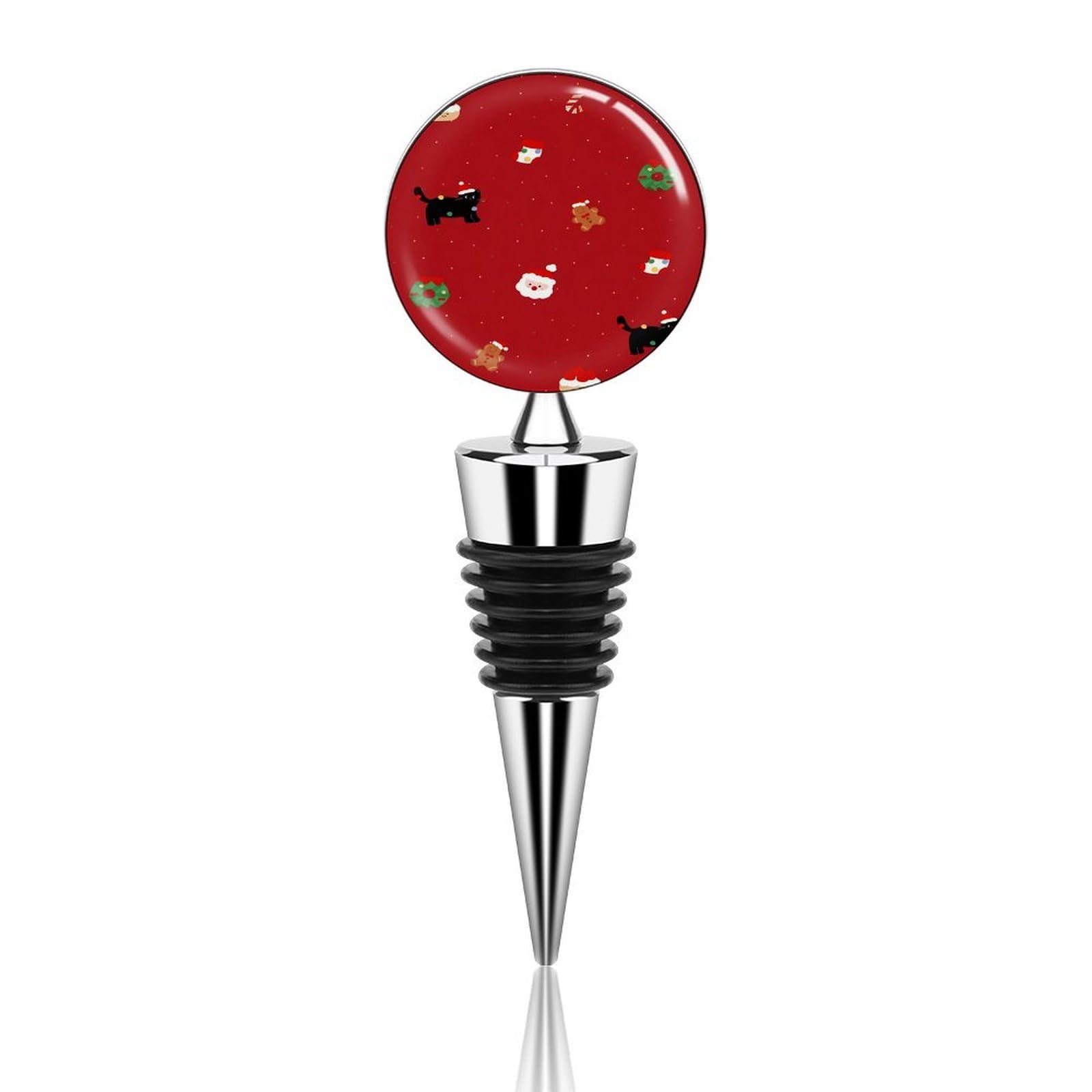 Bouchon de bouteille de vin réutilisable en alliage de zinc silicone chat de Noël pour bar