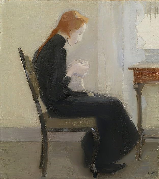 Impression d'affiches Fille au crochet Helene Schjerfbeck toile décoration murale maison 60x90