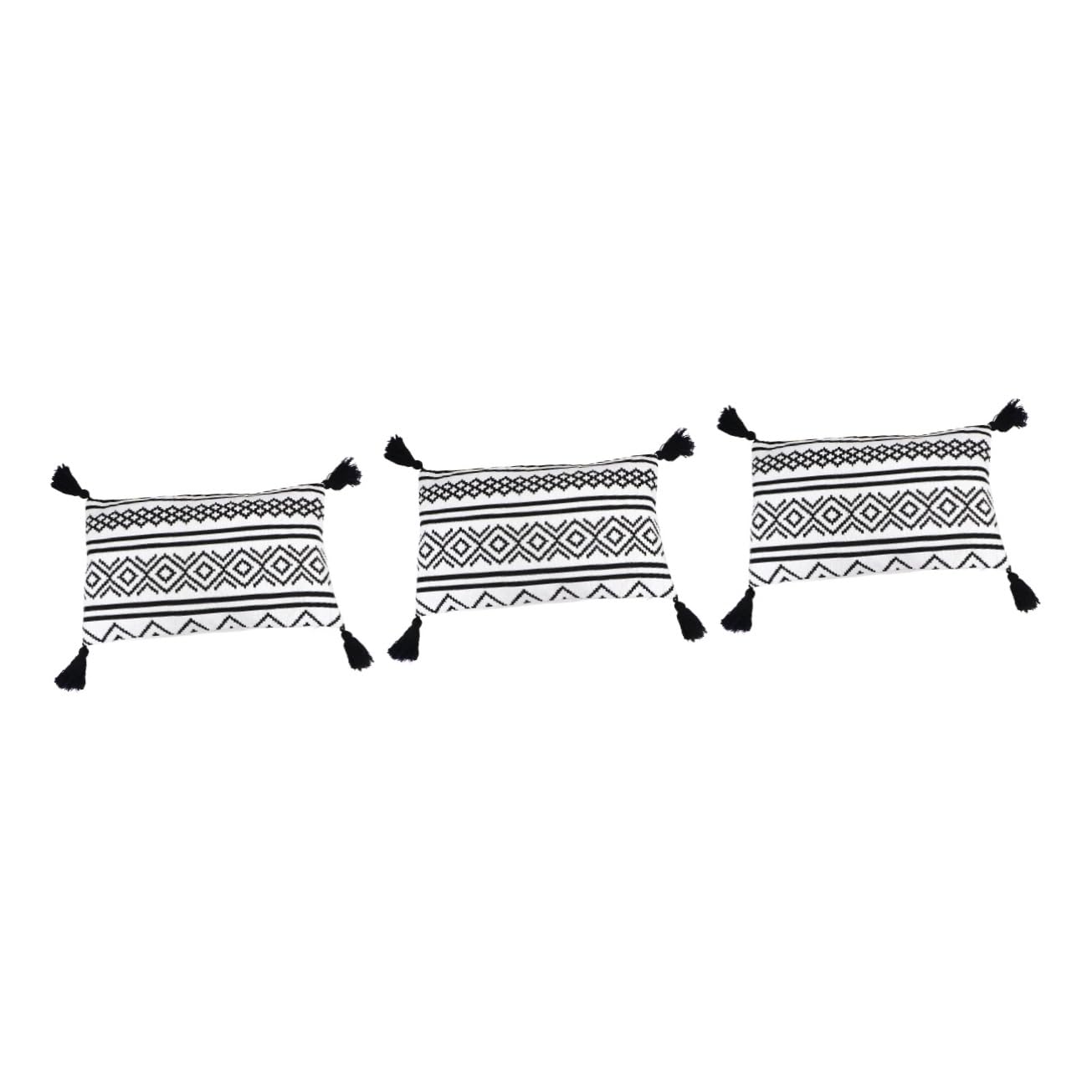 Housse de coussin décorative 3 pièces avec franges pour canapé
