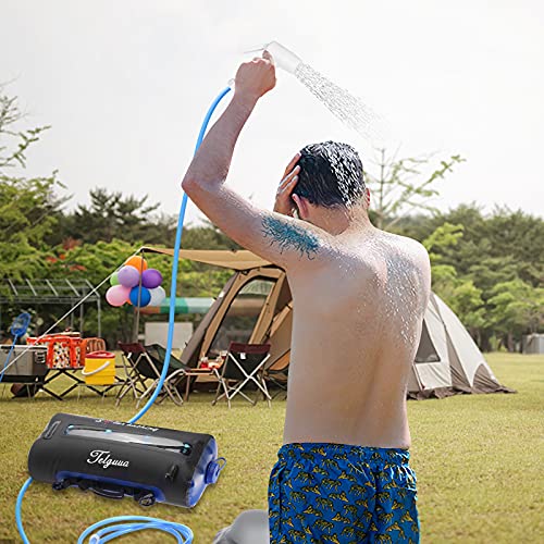Telguua Camping Shower, Portable Pressure Solar Camp Shower Bag 5.4 Gallons/20L With Foot Pump Outdoor Shower For Beach Swim Travel Hiking #TOP4