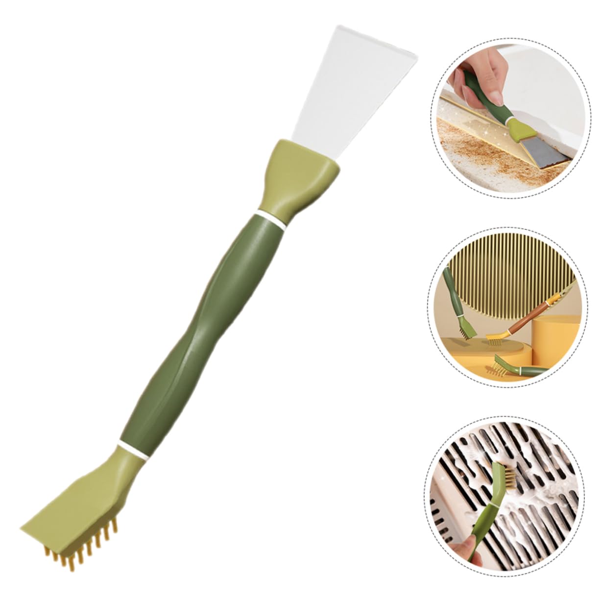 Cabilock Kitchen Scraper with Brush Dual Cleaning Tool for Stoves Sinks and Bathroom Heavy-Duty Scrub Brush for Oil and Removal Multi-Functional Grout Cleaner