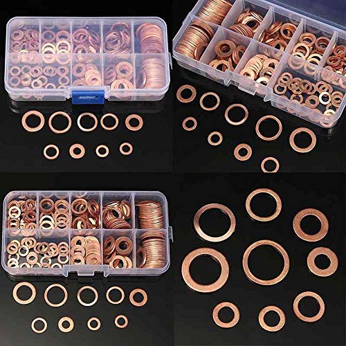 Qudai 200 pcs Kit De Vedação de Cobre Arruela Porca e Parafuso Kit de Vedação do Anel Plana com caix