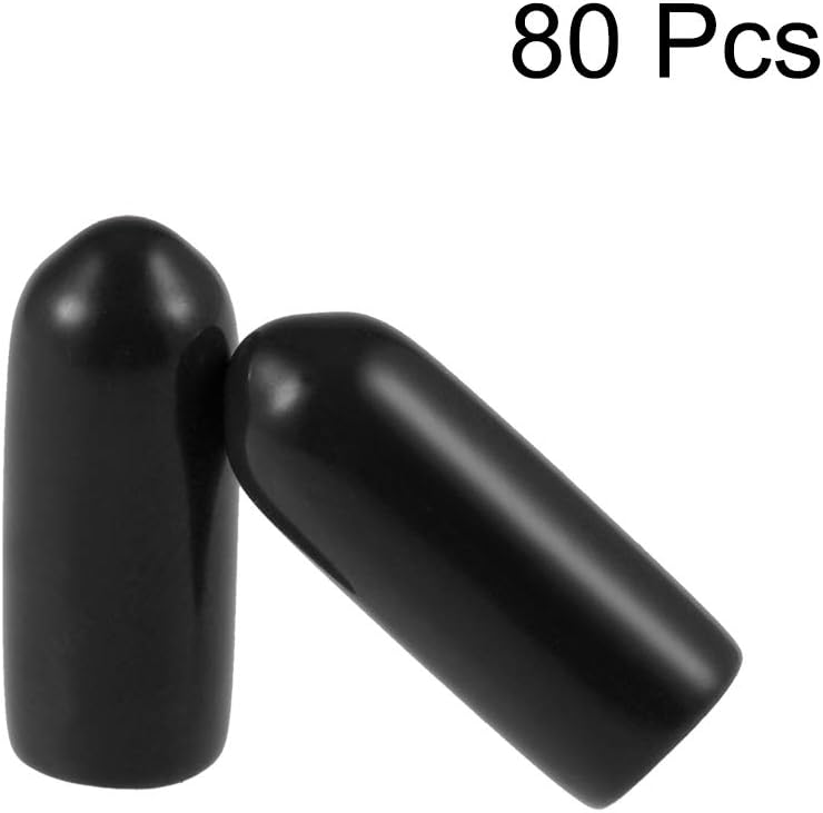 80pcs Rubber End Caps 4.5mm ID Vinyl Round End Cap Cover Screw Thread Protectors Black