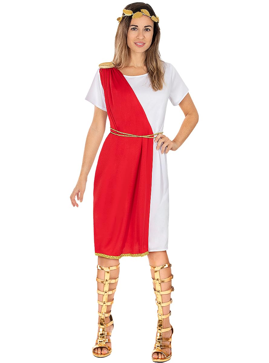 Funidelia | Disfraz de romana para mujer Gladiador, Centurión, Culturas & Tradiciones - Disfraz para adultos y divertidos accesorios para Fiestas, Carnaval y Halloween - Talla S - M - Granate