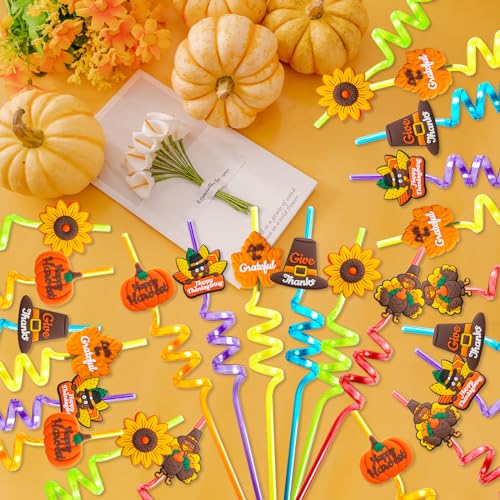 Pitillos de plástico amarillos para fiesta de Acción de Gracias 24 piezas miniatura 6
