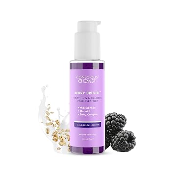 Conscious Chemist Niacinamide Face Wash | 100ml | Pore Refining Brightening Cleanser for Women & Men with BlueBerry & AcaiBerry Extracts, Bright Clear Skin, Cruelty Free, All Skin Type - Berry Bright
