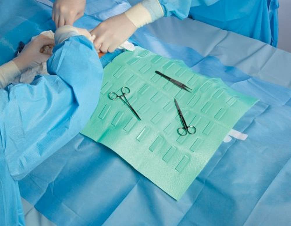 Medline Magnetic Instrument Mats, 10 Inches x 16 Inches, Non-slip Foam Backing, Conforms to Body Contours, Green, Disposable, Case of 30 Each