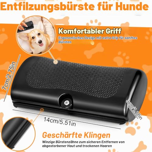 Fellwunder Bürste Hund, Hundebürste für Hunde und Katzen, Groomify Pet Care Bürste, Haustiere Tails Deshedding Brush, Unterfellbürste Hunde, Haustier-Enthaarungskamm
