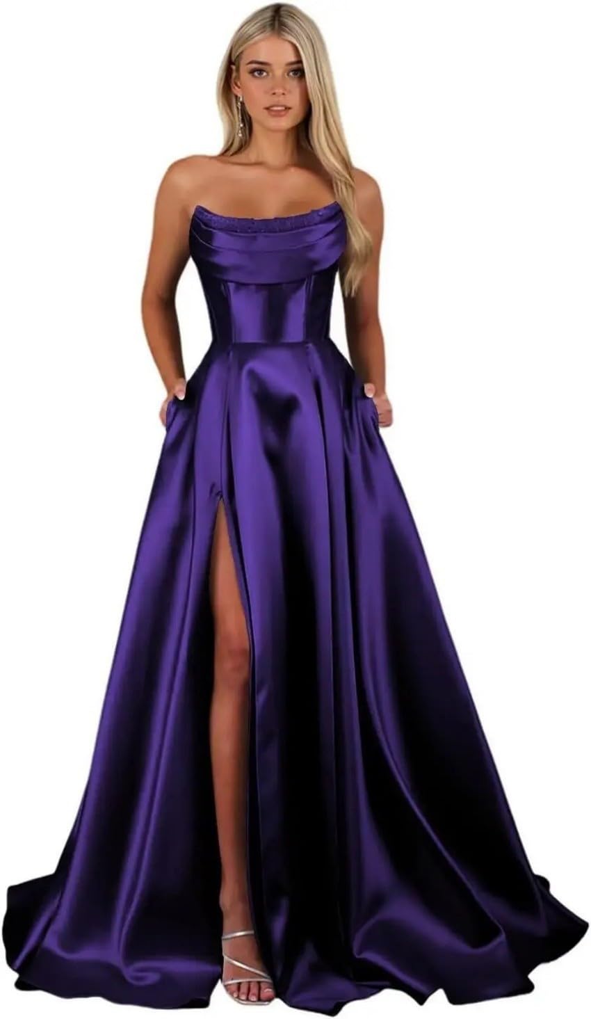 Vestido de satén para dama de honor, boda, fiesta de graduación | Satén, vestido de fiesta, vestidos de dama de honor