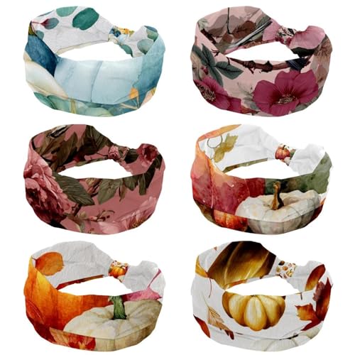 Lot de 6 bandeaux larges noués pour femme style vintage