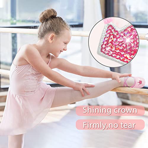 MOLLDAN Girls Satin Dance Shoes Ballet Slipper Flats Split Leather Sole (Toddler/Little Kid/Big Kid)2