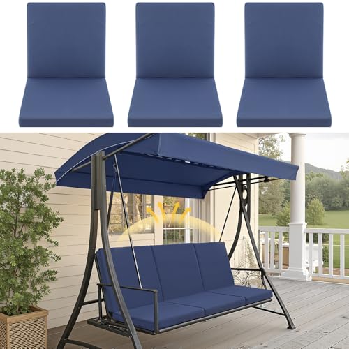 Sintuff 3 Seat Outdoor Porch Swing Cushions Replacement Cushions Fits 6 Seat Patio Swing Bed Waterproof Couch Cushions Liner and Cover for 3 in 1 Outdoor Porch Garden Backyard Glider Swing