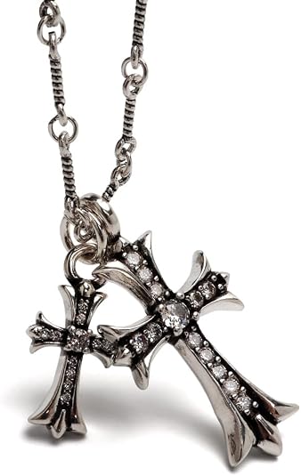 Amazon.co.jp: [silver KYASYA]ダブルクロスネックレス ツイスト
