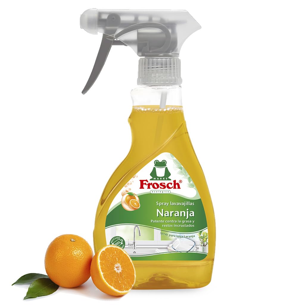 Frosch Spray Lavavajillas Naranja 300ml - Limpiador Desengrasante Ecológico con Extractos Naturales - Elimina Grasa e Incrustaciones