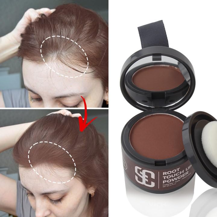 SOVONCARE Hairline Powder - Root Touch Up & Gray Hair Concealer for Men and Women, Instantly Covers Thinning Hair and Bald Spots, Natural-Looking Coverage Red Brown