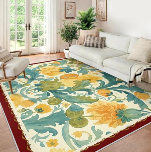 Tapis de salon 100x150cm lavable antidérapant bohème - 4