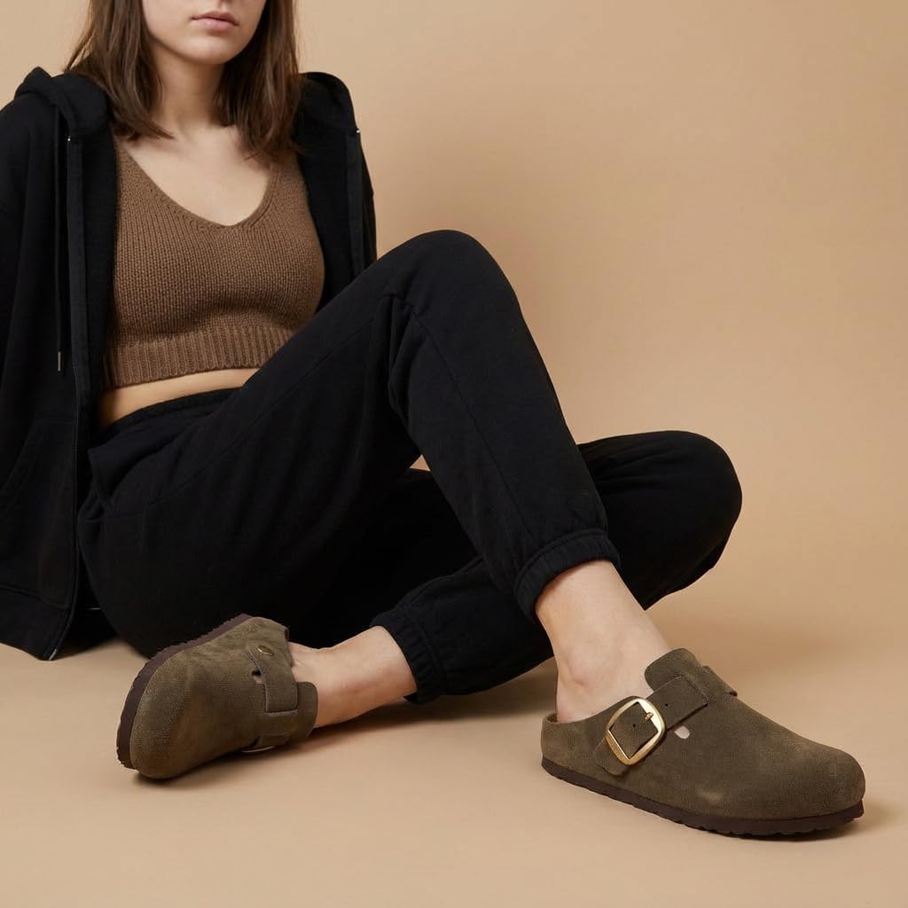 CUSHIONAIRE Rusty Genuine Leather Clogs for Women, Comfortable Slip On Womens Shoes with Adjustable Buckle and Soft Memory Foam - Image 5