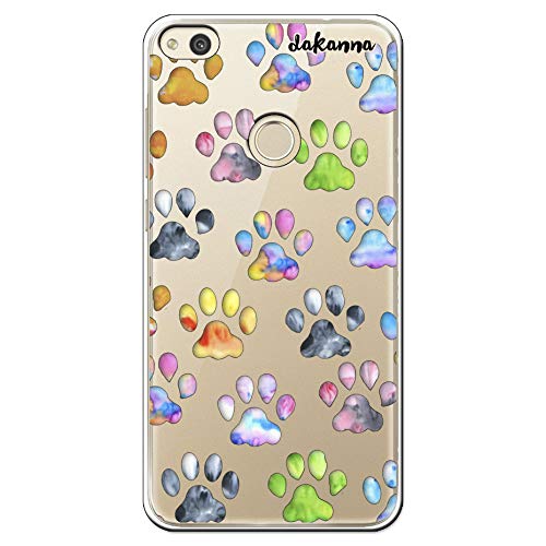 dakanna Custodia per Huawei P8 Lite 2017 | Tracce di Animali Domestici, Cane Gatto | Cover in Gel di Silicone TPU Morbido di Alta qualità con Sfondo Trasparente