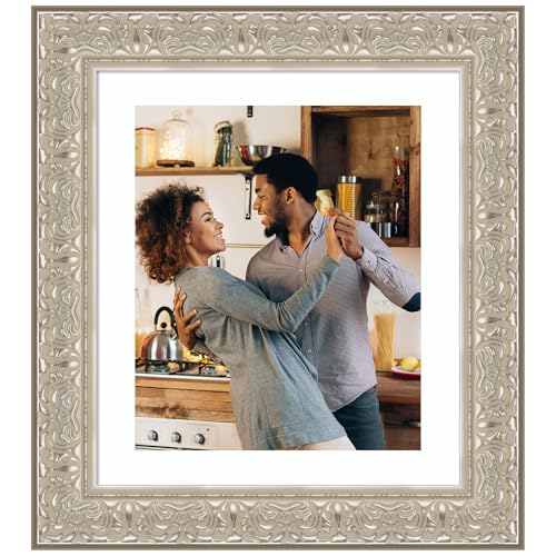 Amanti Art 20x24 Picture Frame Matted to 16x20, Luxe Silver Cream Wood Framing for your Wedding Photos, Family Pictures, Diploma, Certificate, Kids Art Gift for Mom or Poster Wall Decor