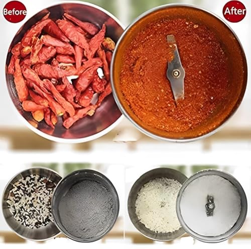 Image of Electric Coffee Grinder & Spice Grinder, Stainless Steel Multipurpose Dry Grinding Machine for Coffee Beans, Spices, Herbs, Nuts & Seeds, One-Touch Operation with Powerful Motor for Home Kitchen