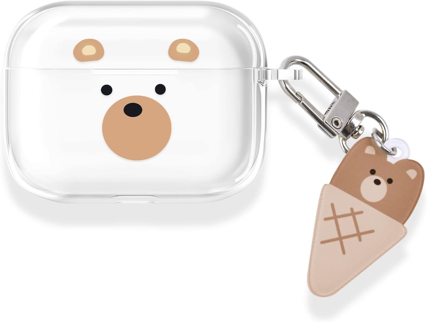 Newseego Case Compatible with Airpods Pro, Cute Bear Cartoon Design Airpods Pro Case for Girls and Women [Front LED Visible] Clear Soft TPU Protective Cover Case for Airpods Pro
