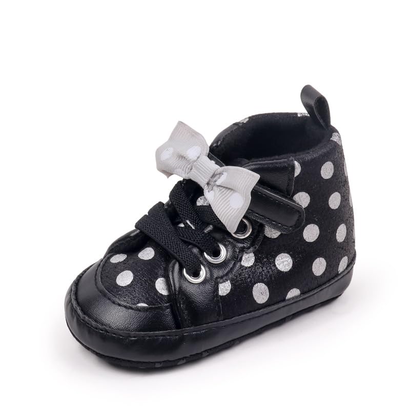 Baby Girls Soft Sole High Top Ankle Solid Sneakers, Sport Newborn Infant First Walkers Shoes4